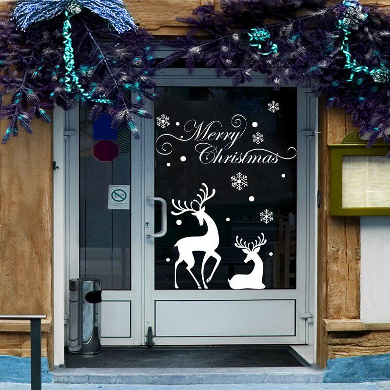 Christmas Window Stickers White Snowflake Reindeer Wall Stickers Merry Christmas Decoration
