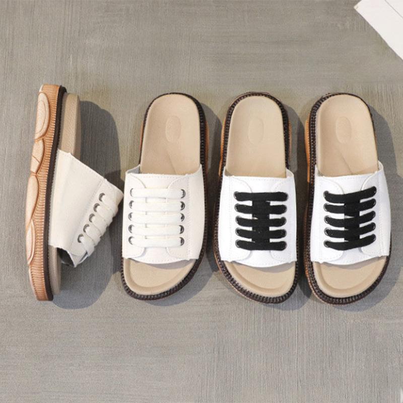 Sandals and Slippers Women Fashion Outer Wear Summer Muffin Thick Bottom Fashion All-match Student Tie