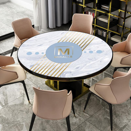 Nordic Marble Pattern Round Table Tablecloth Waterproof and Anti-scalding Soft Glass Table Mat Pvc Round Coffee Table Cushion Plastic Tablecloth