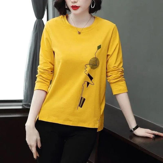 Cotton Spring and Autumn Long Sleeve T-shirt Women Loose Large Size Women's Bottoming Shirt Top Clothes