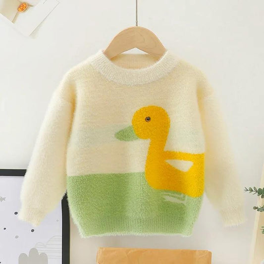 Children's Sweater Women's Plus Velvet Thick Sweater Knit Sweater Boys and Girls Children's Clothing Women's Autumn