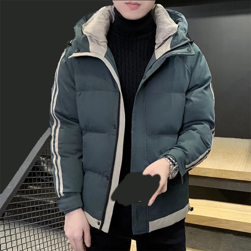 Men's Short Padded Hooded Jacket Padded Warm Padded Jacket Tooling Trend