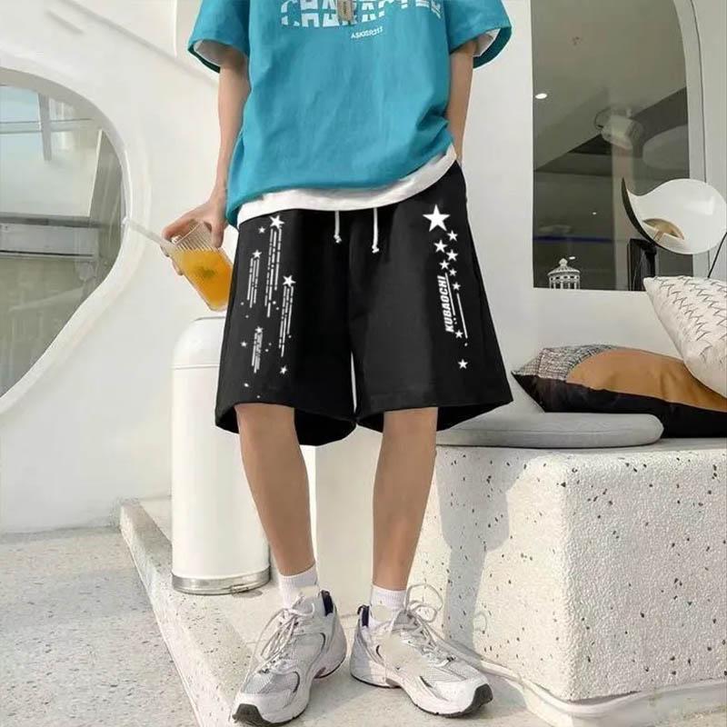 Men's Summer Plus Size Shorts Meteor Print Comfortable Breathable Soft Cotton Sports Five-point Pants Basketball Football Sports Shorts