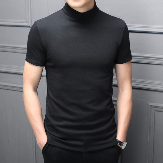 Mens Fashion T-Shirts Half Turtleneck Short Sleeve Slim Fit Basic Pullover Tees