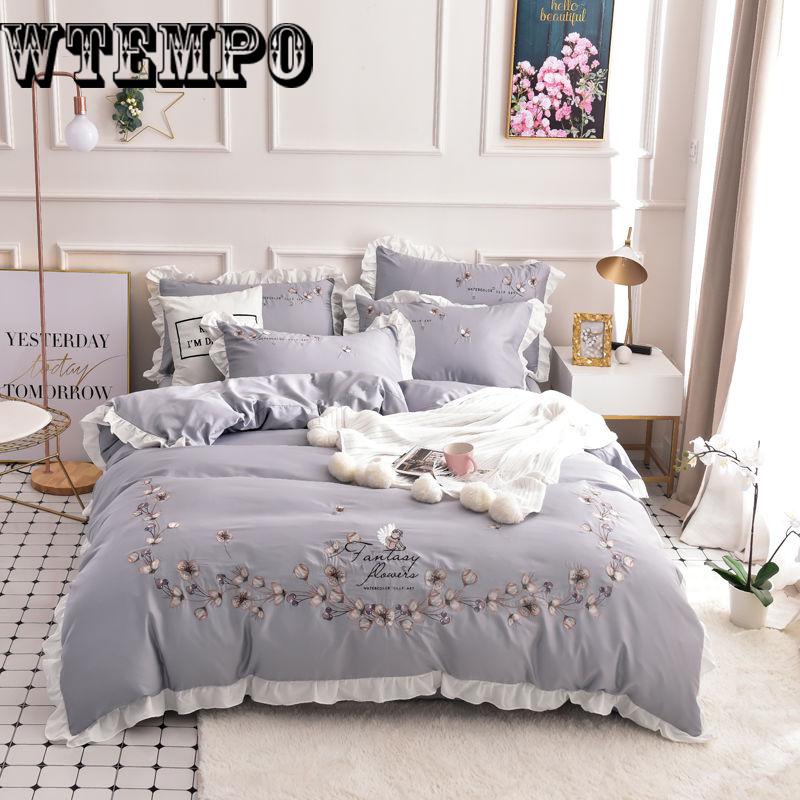 Bedding Four-piece Lotus Leaf Lace Sheets Set Pillow Pillow Set Cotton Home Bedroom Fresh Air Bedding Suit