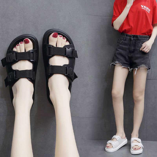 Size35-40 Summer Women Slippers Bohemian Beach Waterproof Slippers Wedge Platform Crystal Letter Sandals Outdoor High Heels
