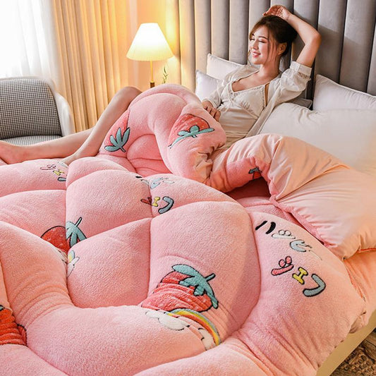 Super Warm Lamb Quilt Winter Blanket 5Kg Double-sided Velvet Quilt Thickened Warm Plush Comforter Core