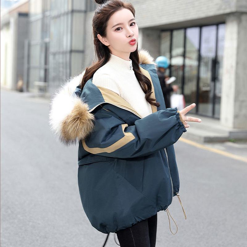Parker Padded Jacket Women's Short Big Fur Collar Winter Clothes Loose Down Down Padded Jacket Thick Warm Jacket Women