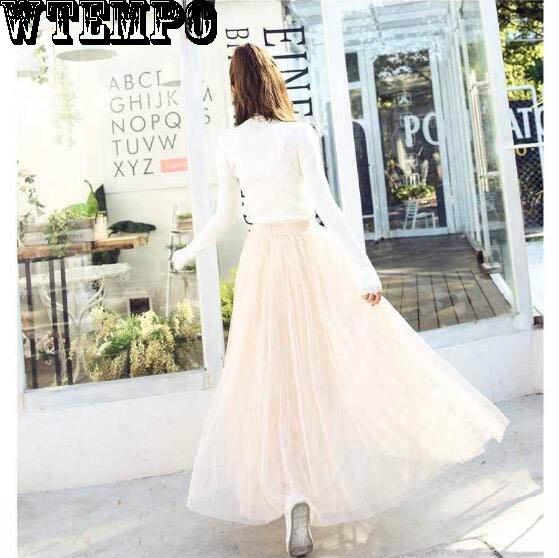 WTEMPO Brand Tutu Summer Mesh Skirt Half-length Skirt In The Long Section of The High Waist Skirt