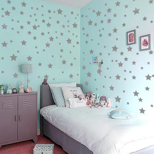 Bronze Silver Stars Bedroom Children's Room Star Decoration Glass Cabinet Free Wall Sticker
