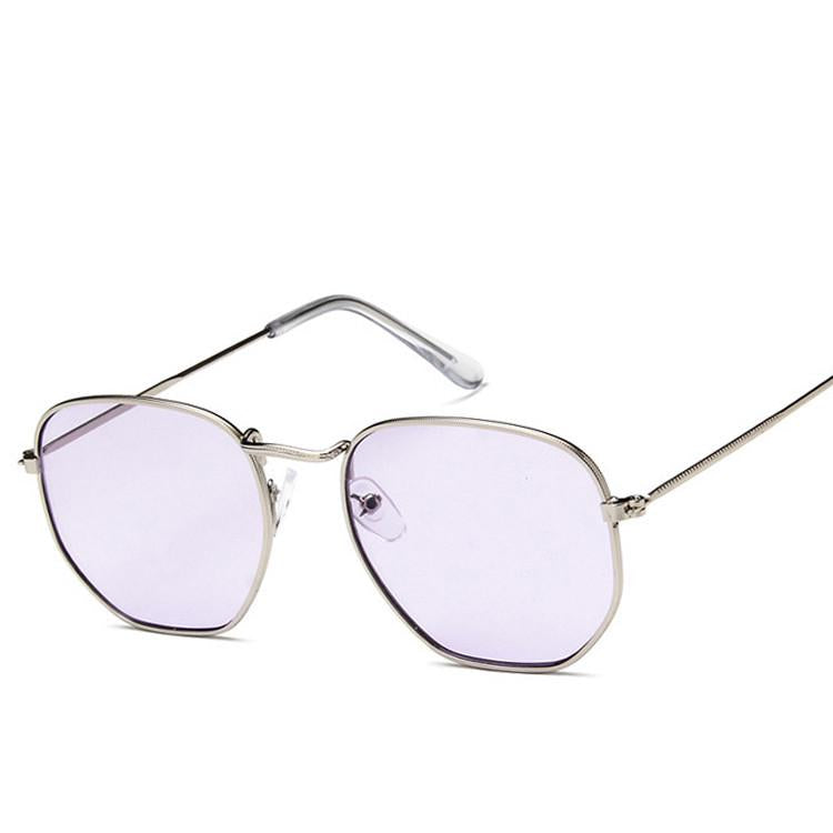 New Arrival Polygon Clear Square Sunglasses Women Fashion Brand Design Lady Vintage Metal Small Fram