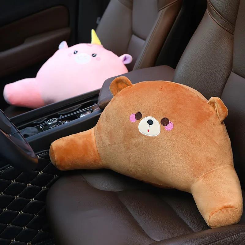 Cute Animal Car Neck Pillow and Lumbar Pillow Seat Support Pillow Breathable Relaxation Artifact