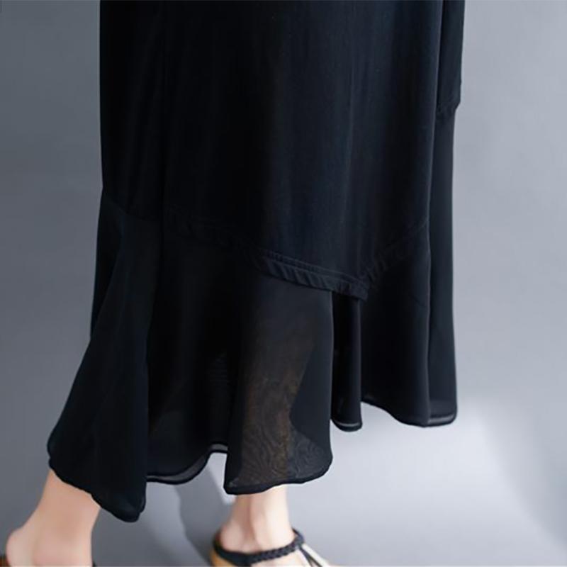 Boho Long Dress for Women O Neck Short Sleeve Large Hem Beach Long Dress Elegant Women's Dress