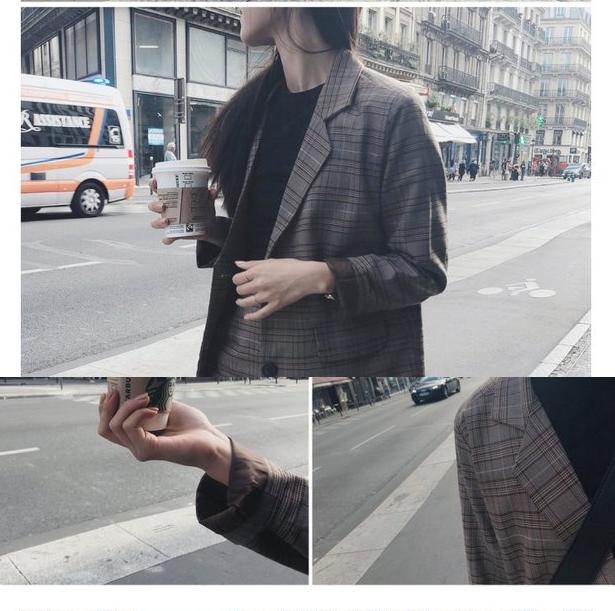 Women Suit Dark Academia Clothing Retro Plaid Plus Size Korean Coat Blazers and Skirt for Woman, Single Breasted Outerwear for Your Minimal Style