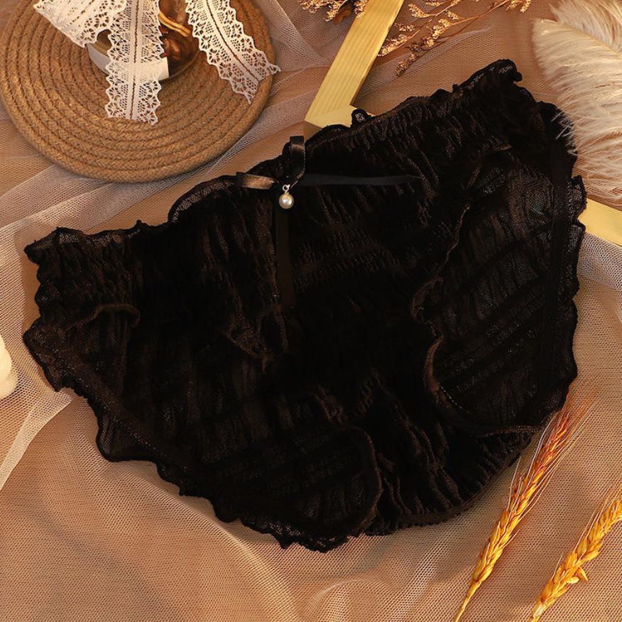 4Pcs/Set Girl's Sweet Large Size Causal Soft Lace Briefs Solid Color Mid Waist Seamless All-match Underpants