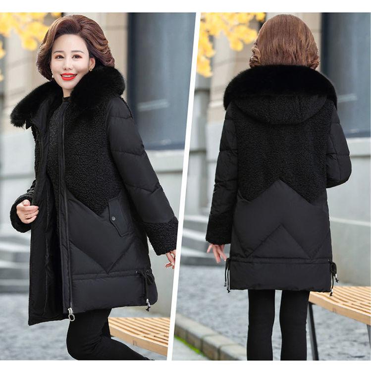 Mom's Winter Cotton-padded Jacket Down Padded Jacket Mid-length Middle-aged and Elderly Women's Fashion Thick Padded Jacket