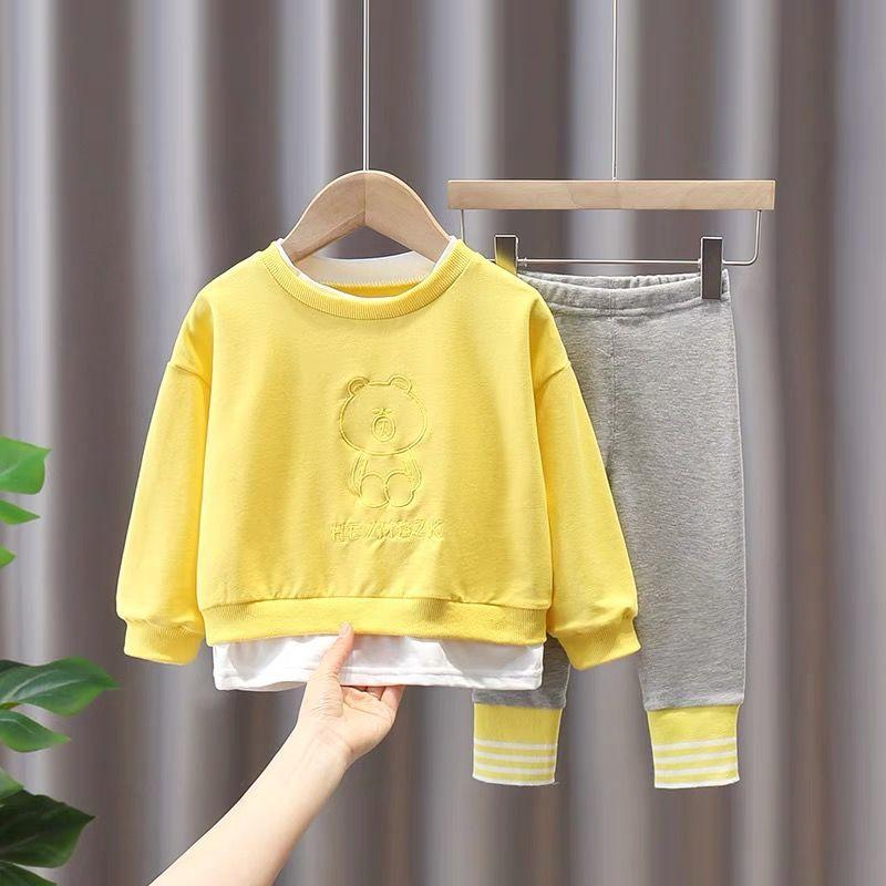 Girls' Suit Spring and Autumn Clothes 2021 Baby Korean Style Sweater Girl Casual Two-piece Suit