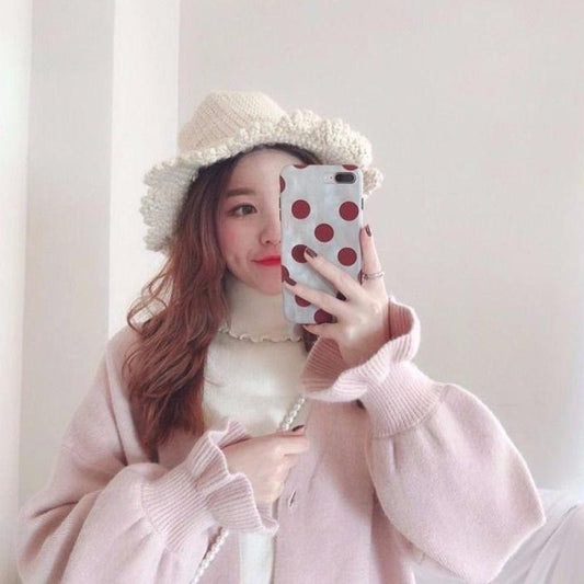 Spring Lazy Style Knitted Cardigan Solid Color Thickened Long-sleeved Bottoming Shirt with Loose Student Sweater Coat