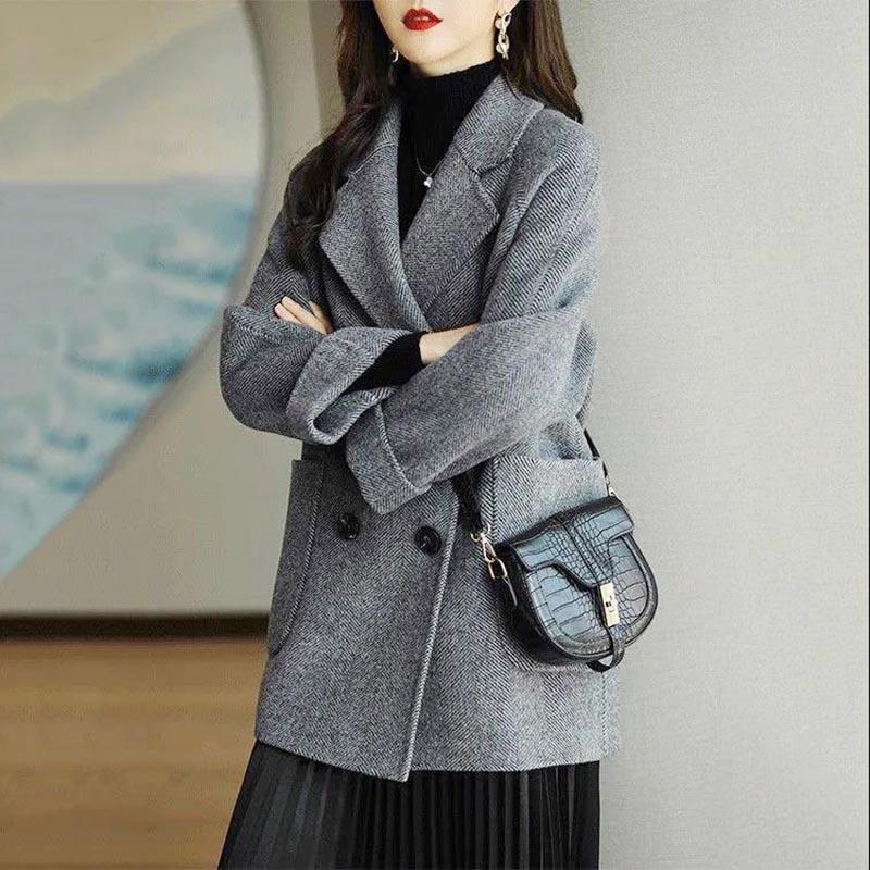 Woolen Coat Women's Autumn and Winter Double-sided Woolen Thickened Slim Slim Mid-length Coat