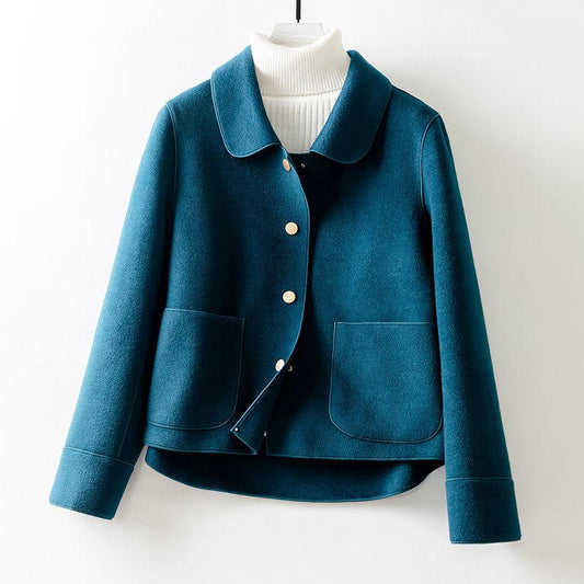 Autumn Women Faux Wool Coat Long Sleeve Single Breasted Fashion Turn Down Female Blends Causal Loose Winter Outwear