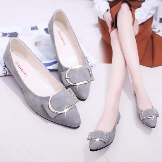 Pointed Toe Single Shoes All-match Square Buckle Women's Shoes Flat Heel Flat Shallow Mouth Comfortable Casual Women's Shoes Work Shoes