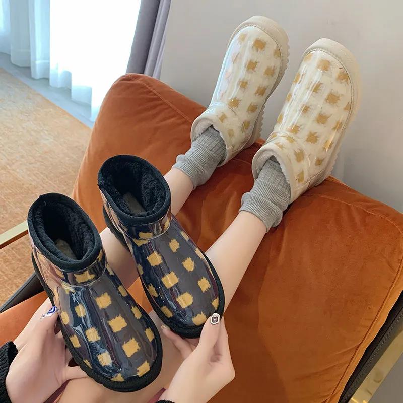 Snow Boots Women's Autumn and Winter Plus Velvet Thick Warm Sponge Cake Net Red All-match Cotton Shoes