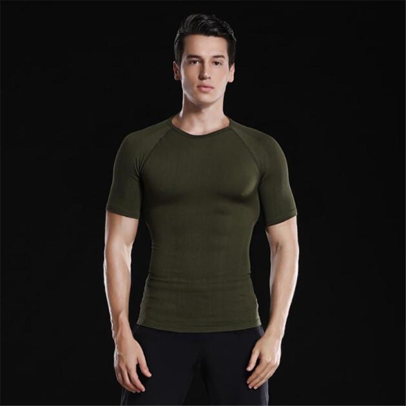 Men Summer Casual Slim Tee Shirt Body Abdomen Waist Slimming Seamless Short-sleeved Men's Corset
