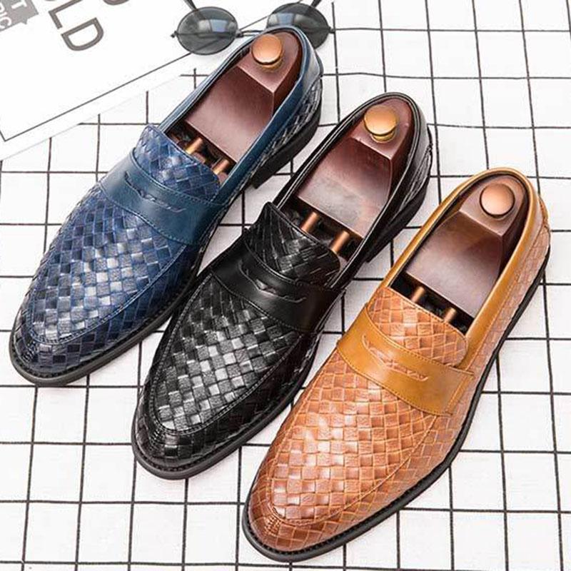 British Fashion Korean Men's Casual Shoes Men's Shoes Leather Embossing Classic Luxury Mans Footwear