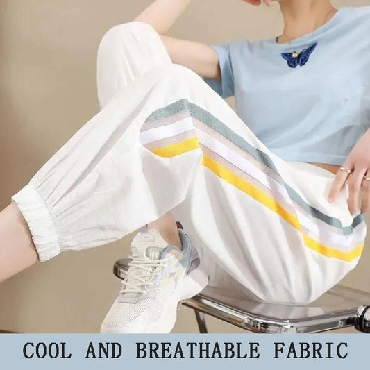 Ice Silk Quick-drying Sports Pants Women's Summer Thin Section Sunscreen Wild Thin Nine-point Beam Pants High Waist Loose Casual Pants