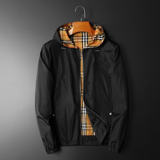 European and American Trendy Brand Plaid Lining Hooded Jacket Men Autumn Light Luxury Thin Casual Youth Jacket Men