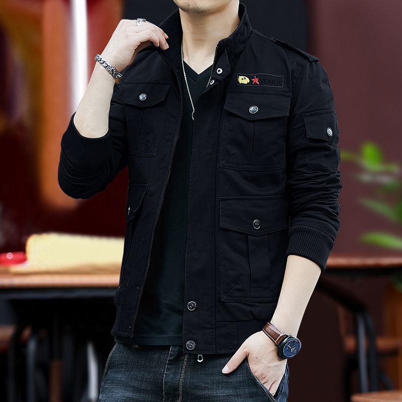 2019 Casual Jacket M-45XL Men Autumn Outerwear Mandarin Collar Clothing Male Bomber Jacket