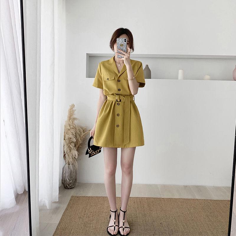 Vintage Belt Dresses Elegant Work Dress Blazer Dress Office Blazer Dress Women Casual Suit Dress