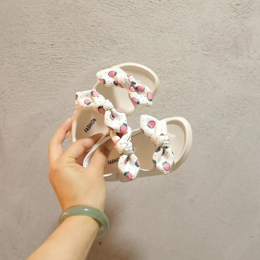 Girls' Sandals Non Slip Soft Sole Summer Bow Decoration Peep Toe Princess Shoes Summer Beach Shoes