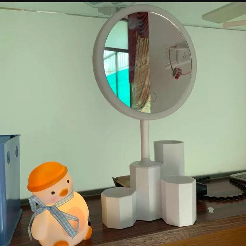 Cosmetic Mirror with Storage Box 3800MAh Makeup Mirror Rotatable Removable LED Three Kinds of Light Five Times Magnifying Glass