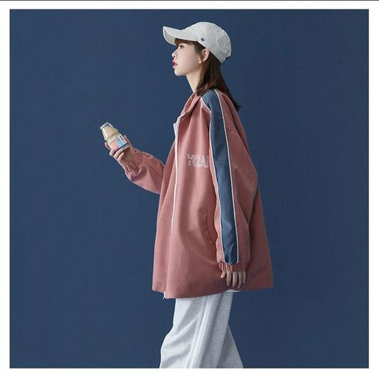 Autumn and Winter Lazy Retro Loose All-match Baseball Uniform Jacket Women