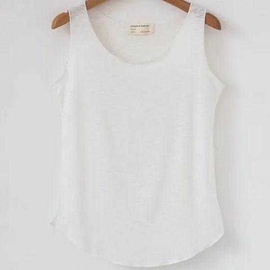 Women Summer Large Size Cotton Tank Top Sleeveless Undershirt Solid Color Round Neck Loose Singlets Vest Tops