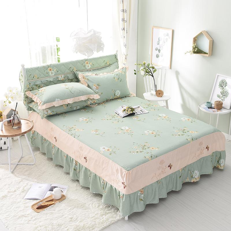 Three-piece Suit Korean Princess Style Cotton Bed Sheet Double Bed Cover Protector