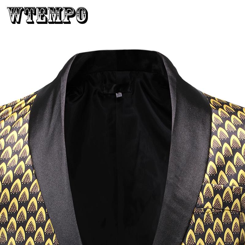 Male Suit Blazer Print Party Wedding Festival Stylish For Men Stage Costumes Slim Fit Jacket