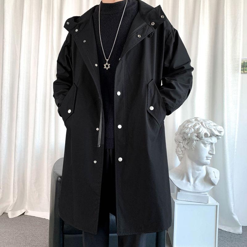 Mid-length Hoodie Men's Knee-length Coat Wind Jacket Youth Thickening Party All-match Men's Clothing