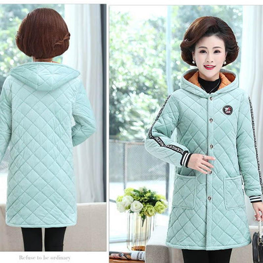 Winter Three-layer Plus Velvet Plus Cotton Overalls Long-sleeved Cotton-padded Jacket Women's Large Size Coat Overalls