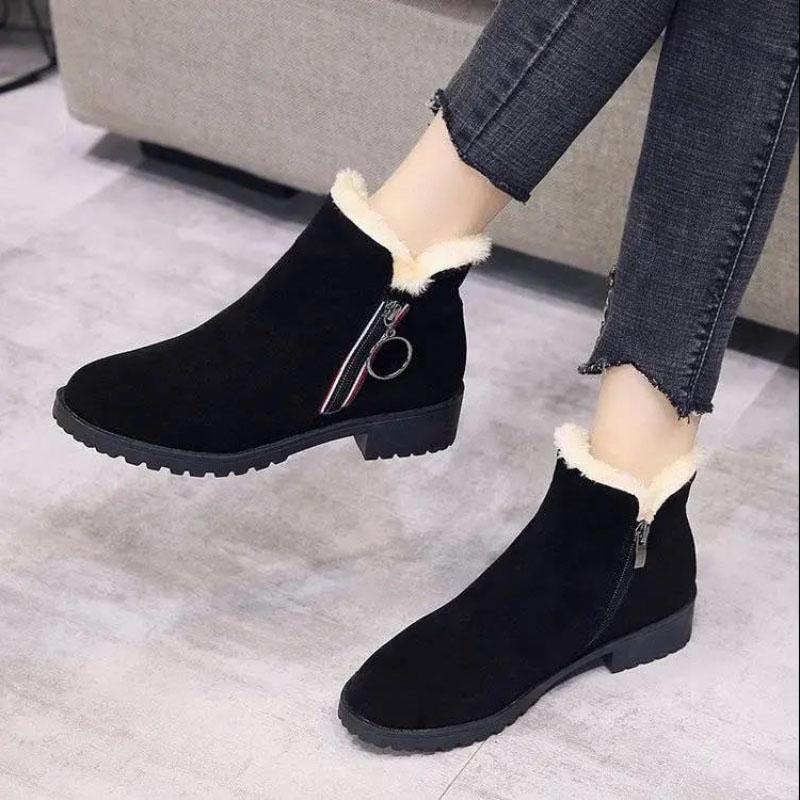 Women's Snow Boots Plus Velvet Padded Short Boots Cotton Shoes Thick Heel Non-slip Cotton Boots