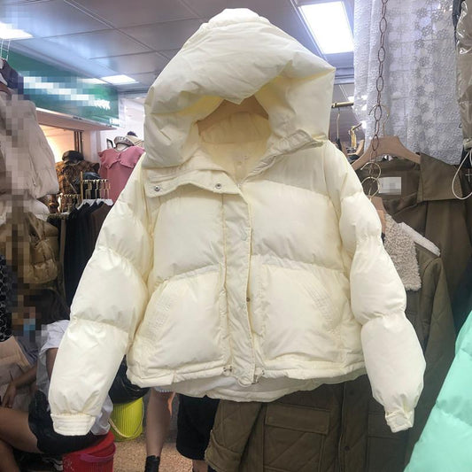 New Korean Loose Hooded Down Jacket Female Short Student Thickened Warm Bread Jacket