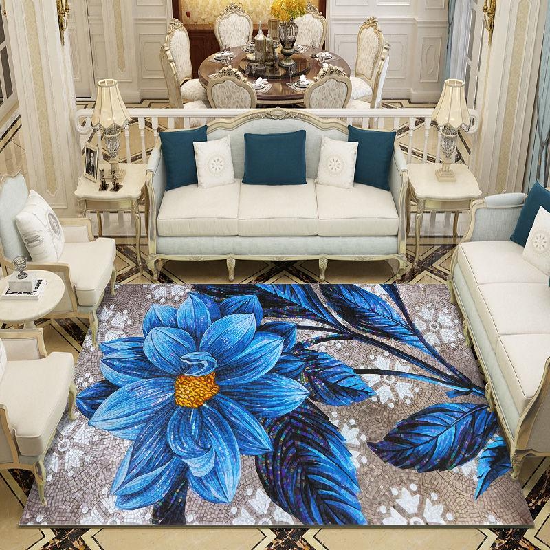 3D Peacock Flower Pattern Carpets for Living Room Bedroom Area Rugs Non-Slip Large Size Carpet