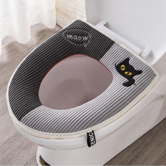 Toilet Seat Toilet Pad Universal Waterproof Toilet Sticker with Handle Polar Fleece Cotton Soft