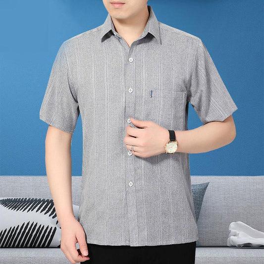 Men's Summer Short-sleeved Shirts Middle-aged and Elderly Short-sleeved Loose Cotton and Linen Middle-aged and Elderly Tops