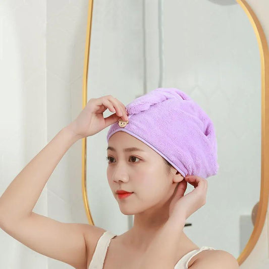 Microfiber Hair Drying Cap Quick Water Absorbing Women Wrap Hat Turban Wrap Towel SPA Bathing Shower Cap