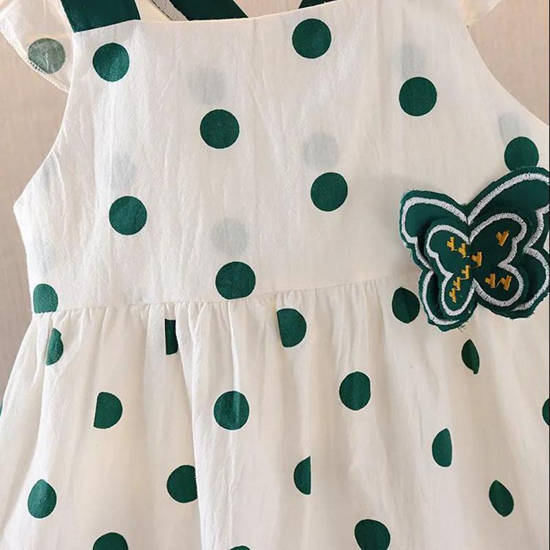 Girls Vest Dress Summer Polka Dot Sweet Butterfly Cotton Suspender Skirt Girl Cute Princess Skirt Sleeveless Waist A-line Skirt
