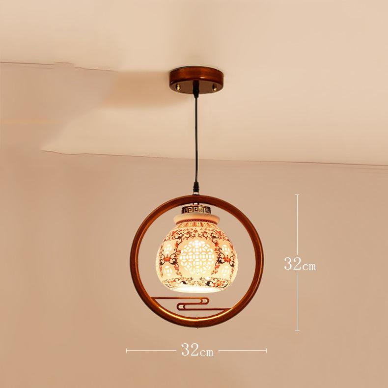 Types Chinese Style LED Light Ceiling Fabric Ceiling Lamp for Living Room Aisle Balcony Porch