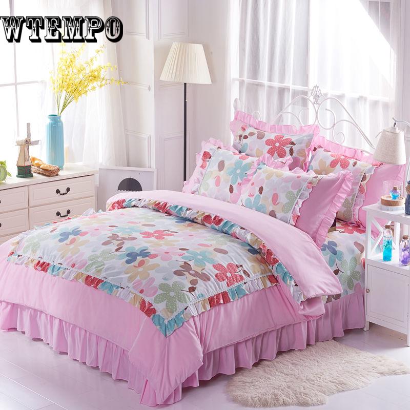 New Bedding Set Girls Bedding Set lace Bed set Duvet Cover Bed Skirt or fitted sheet bedclothes