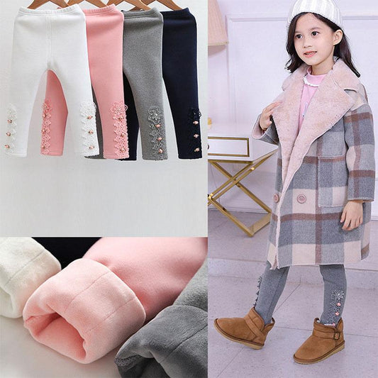 Winter Plus Velvet Girls Leggings 2021 Autumn and Winter Plus Velvet Outer Wear Baby Slim Stretch Children's Trousers